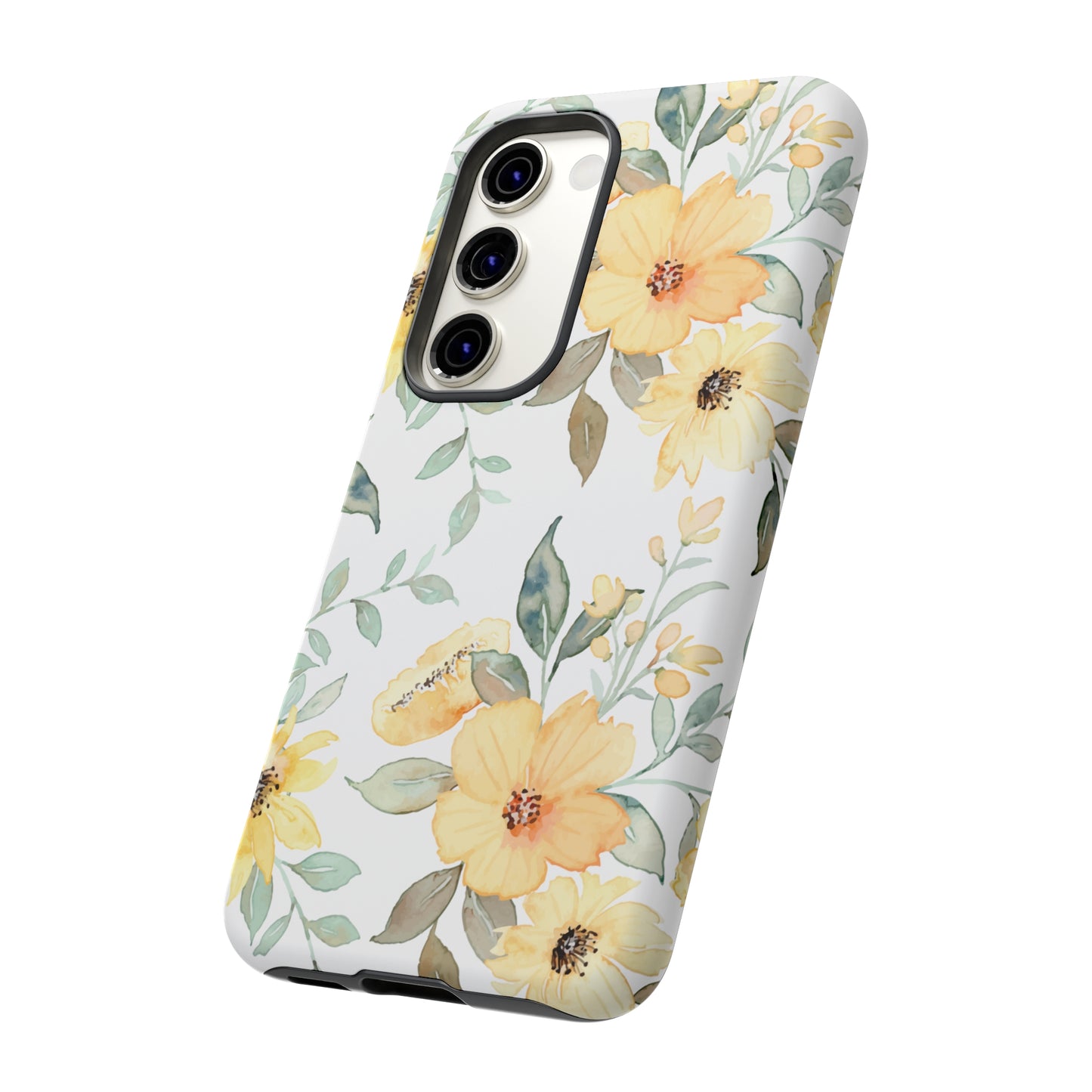 Floral Phone case fits iPhone Samsung Galaxy Google Pixel - Yellow