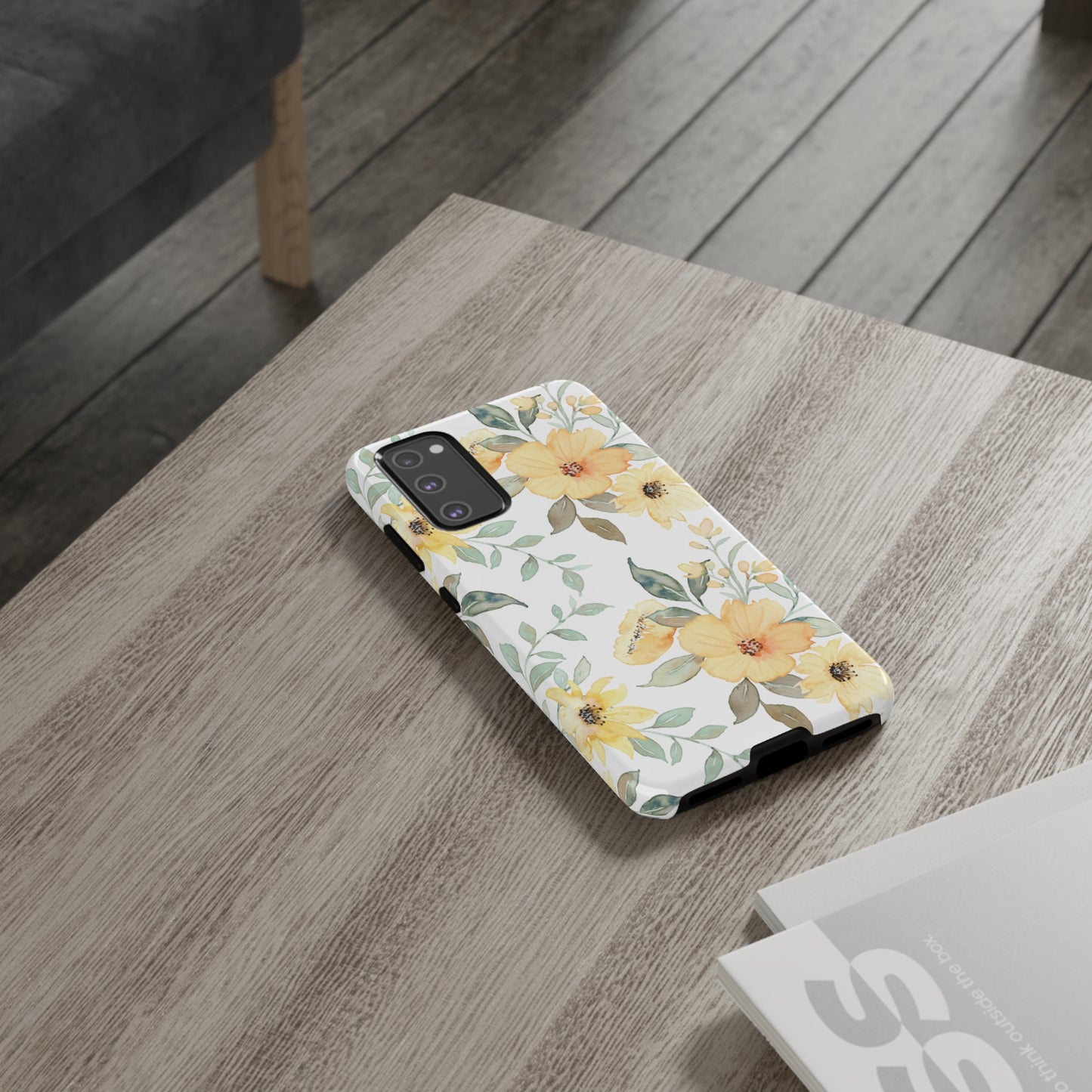 Floral Phone case fits iPhone Samsung Galaxy Google Pixel - Yellow