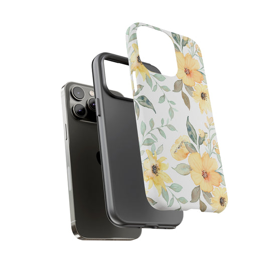 Floral Phone case fits iPhone Samsung Galaxy Google Pixel - Yellow