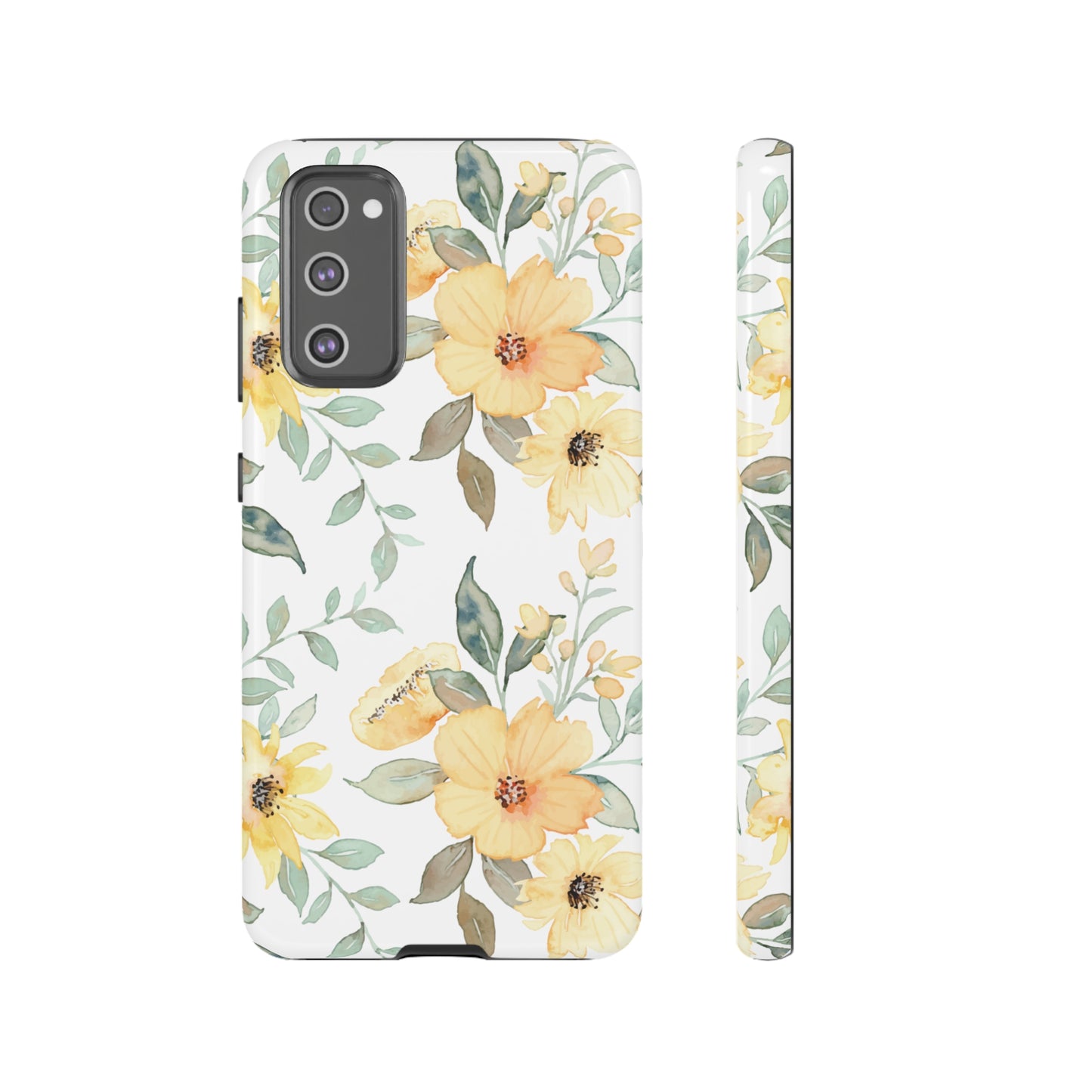 Floral Phone case fits iPhone Samsung Galaxy Google Pixel - Yellow