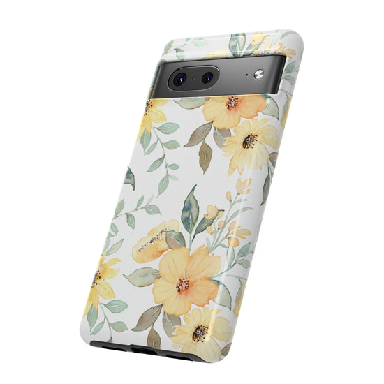 Floral Phone case fits iPhone Samsung Galaxy Google Pixel - Yellow