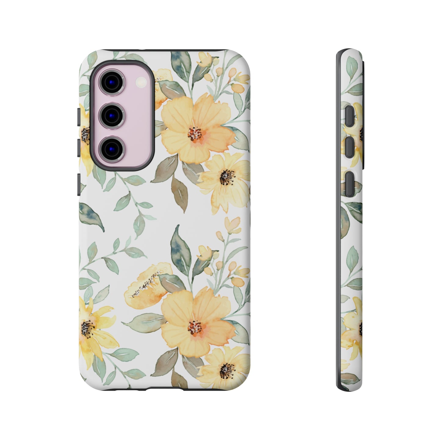 Floral Phone case fits iPhone Samsung Galaxy Google Pixel - Yellow