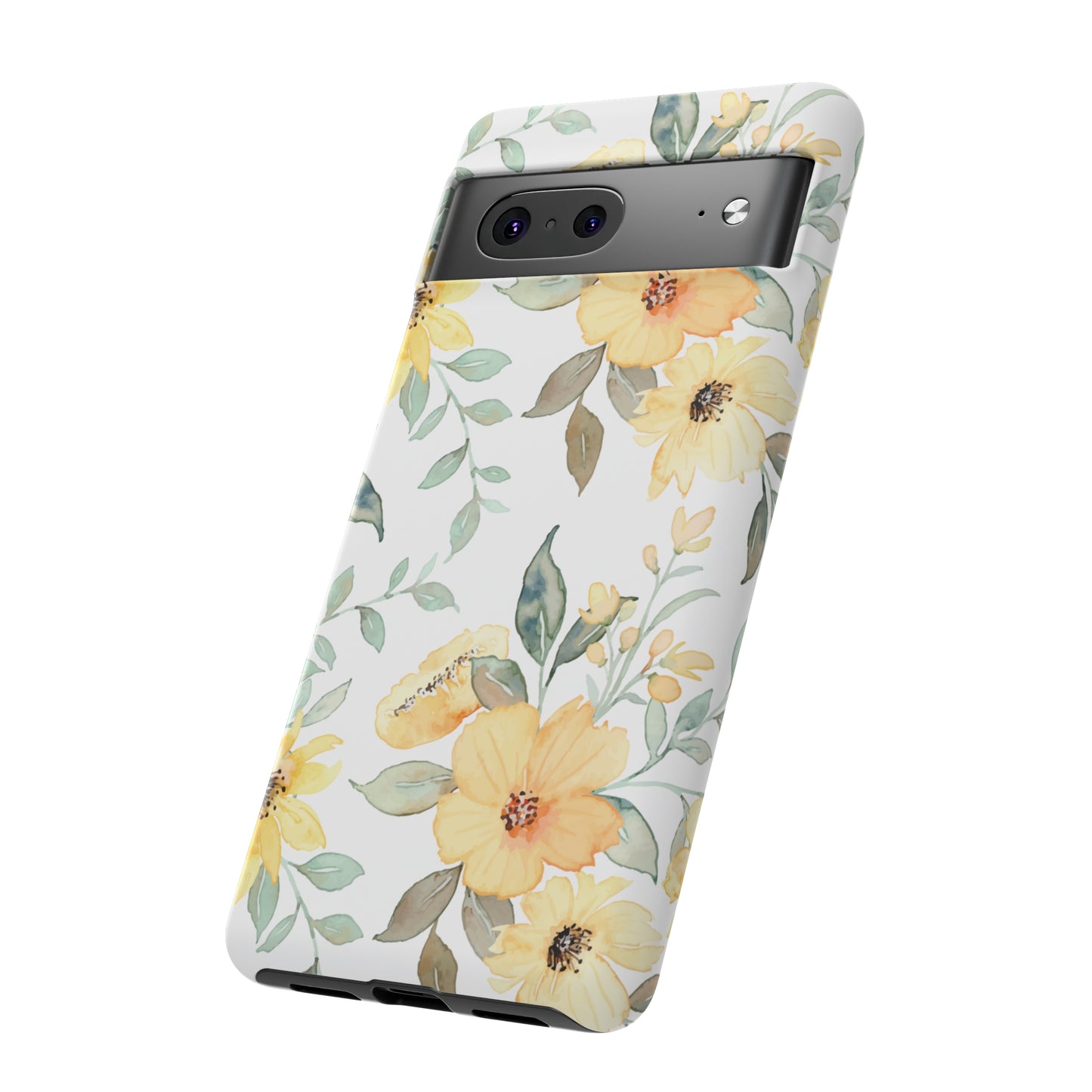 Floral Phone case fits iPhone Samsung Galaxy Google Pixel - Yellow