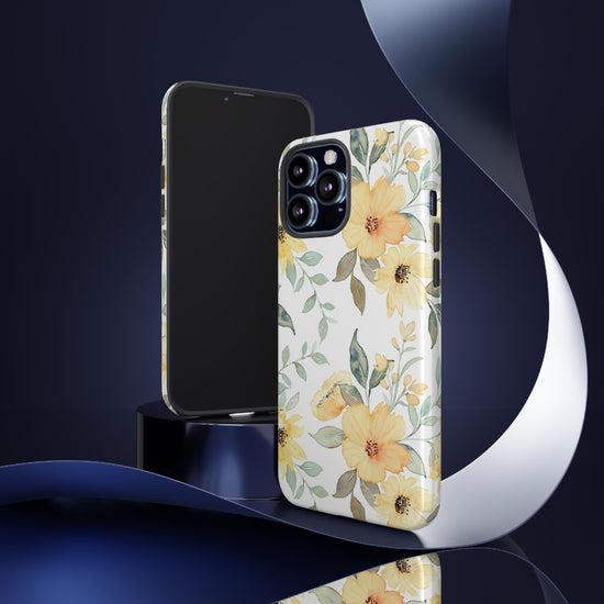 Floral Phone case fits iPhone Samsung Galaxy Google Pixel - Yellow