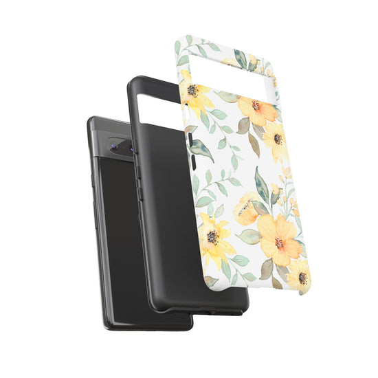 Floral Phone case fits iPhone Samsung Galaxy Google Pixel - Yellow