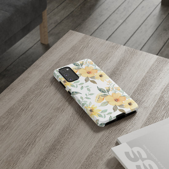 Floral Phone case fits iPhone Samsung Galaxy Google Pixel - Yellow