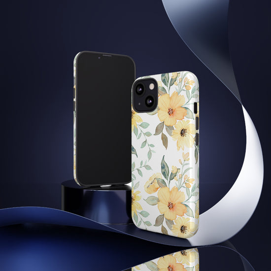 Floral Phone case fits iPhone Samsung Galaxy Google Pixel - Yellow