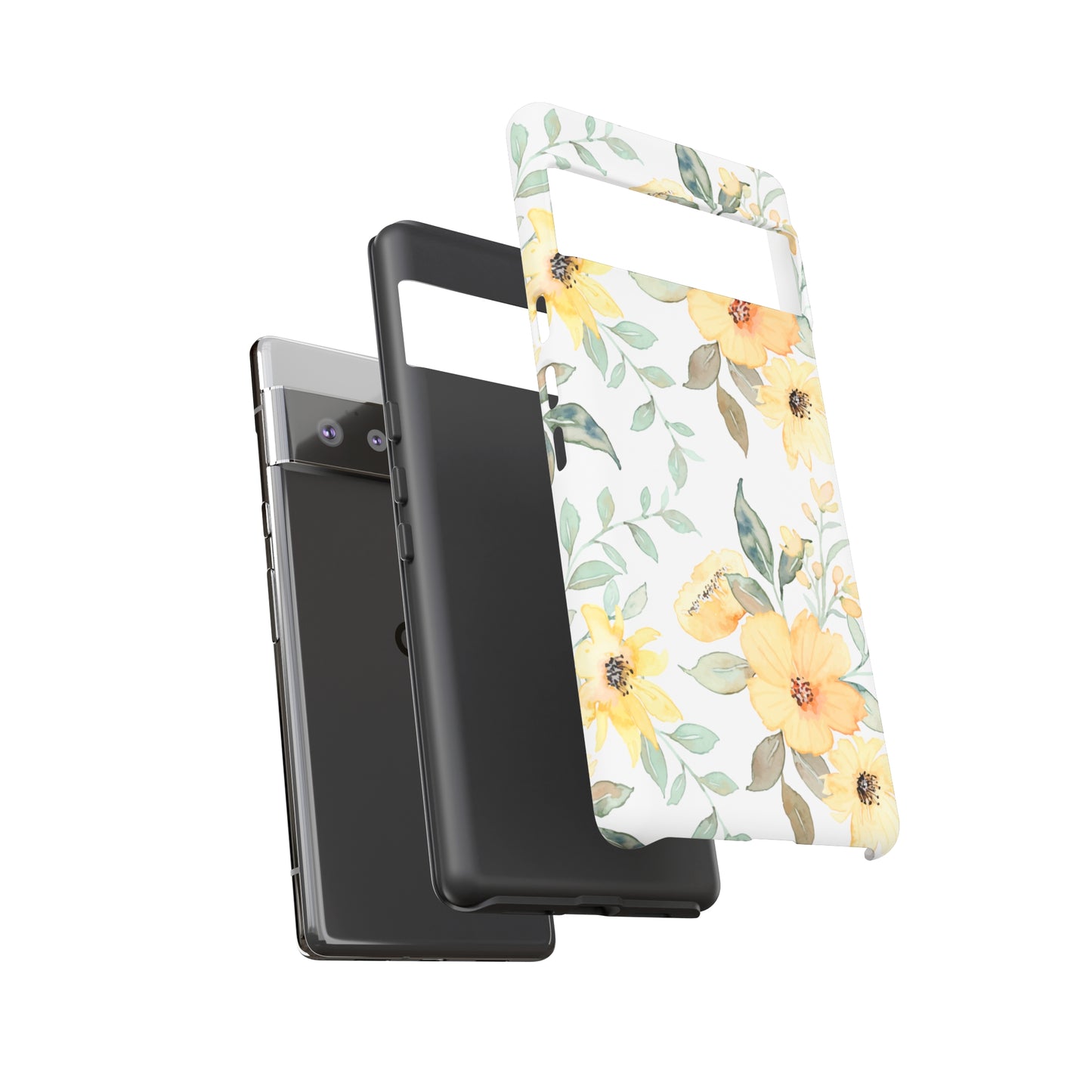 Floral Phone case fits iPhone Samsung Galaxy Google Pixel - Yellow