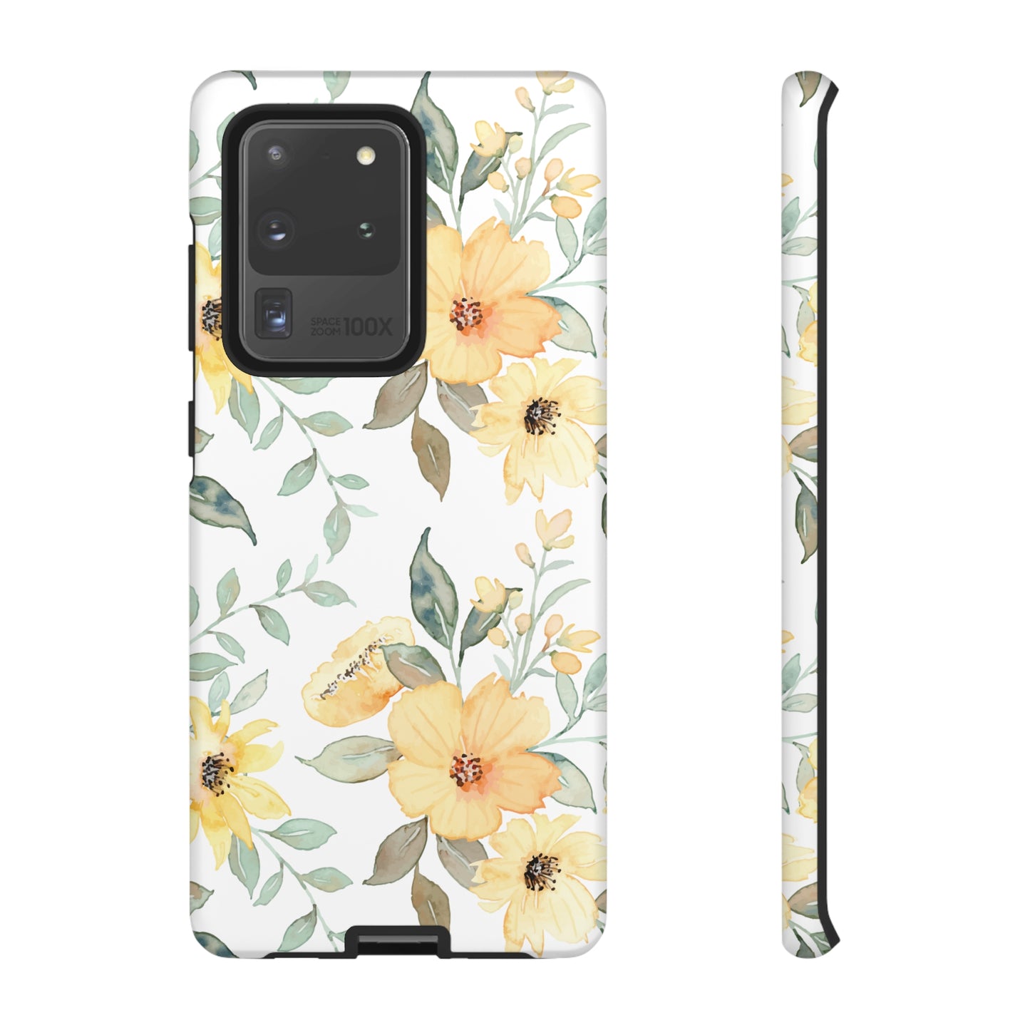 Floral Phone case fits iPhone Samsung Galaxy Google Pixel - Yellow