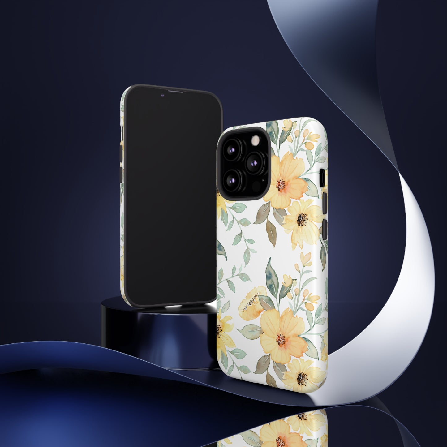 Floral Phone case fits iPhone Samsung Galaxy Google Pixel - Yellow