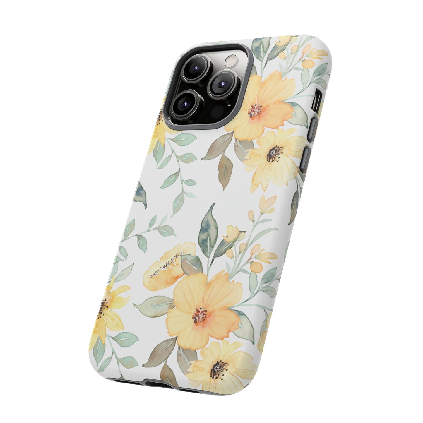 Floral Phone case fits iPhone Samsung Galaxy Google Pixel - Yellow