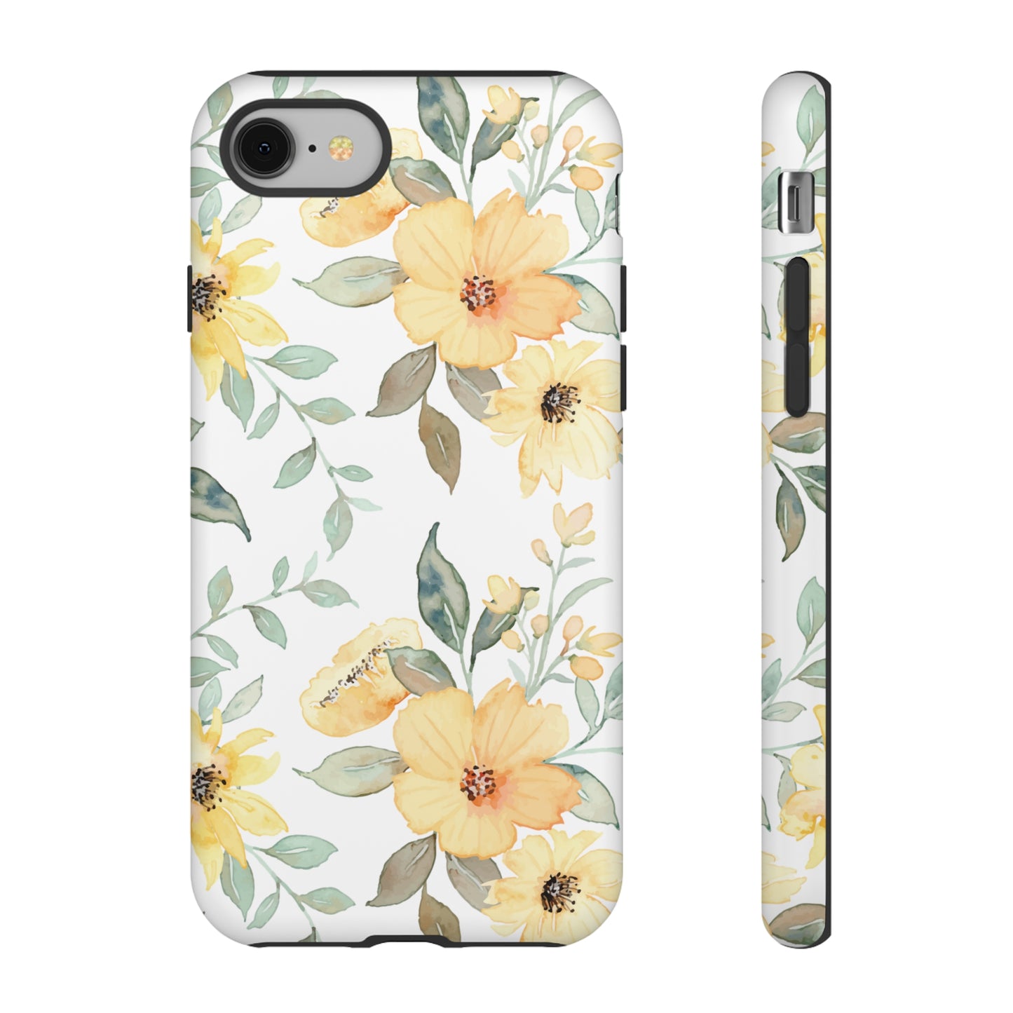 Floral Phone case fits iPhone Samsung Galaxy Google Pixel - Yellow