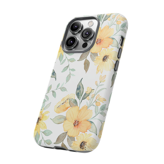 Floral Phone case fits iPhone Samsung Galaxy Google Pixel - Yellow