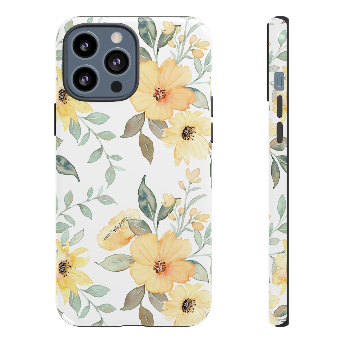 Floral Phone case fits iPhone Samsung Galaxy Google Pixel - Yellow