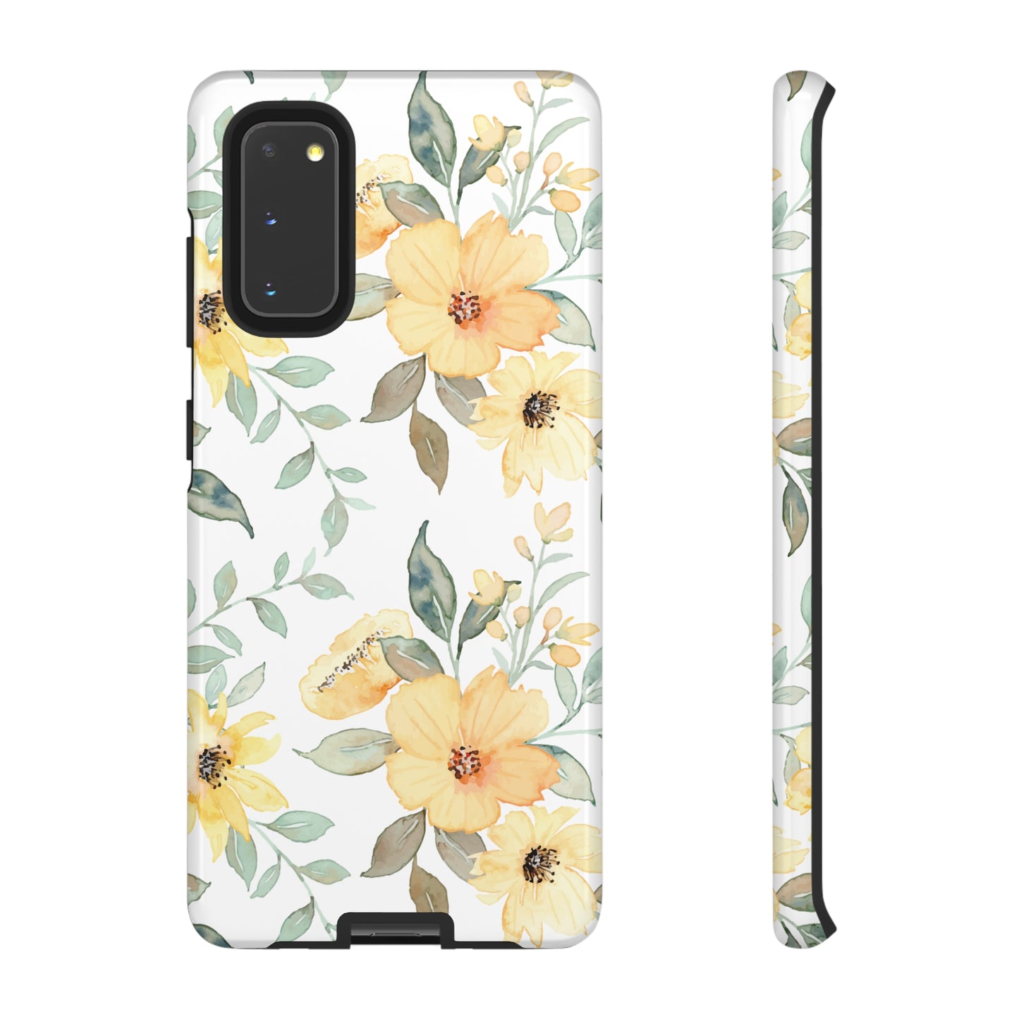 Floral Phone case fits iPhone Samsung Galaxy Google Pixel - Yellow