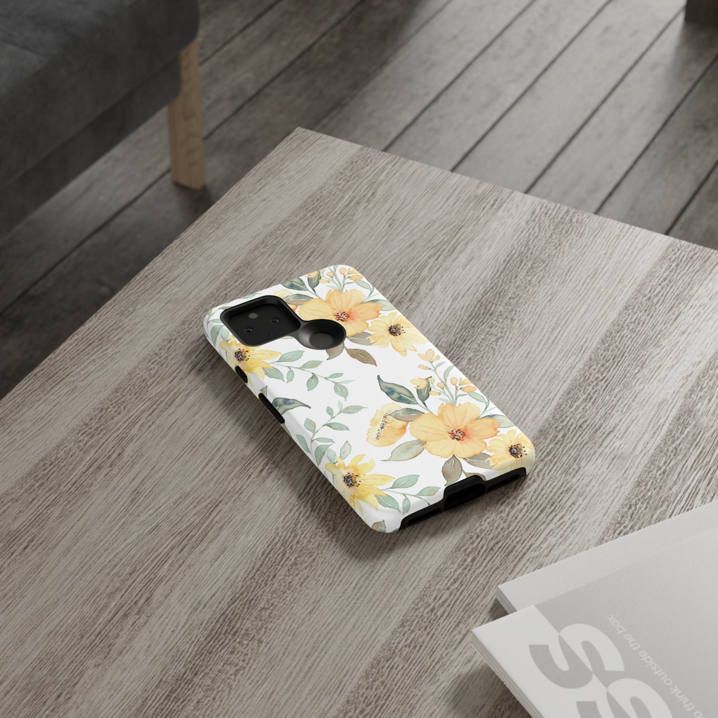 Floral Phone case fits iPhone Samsung Galaxy Google Pixel - Yellow