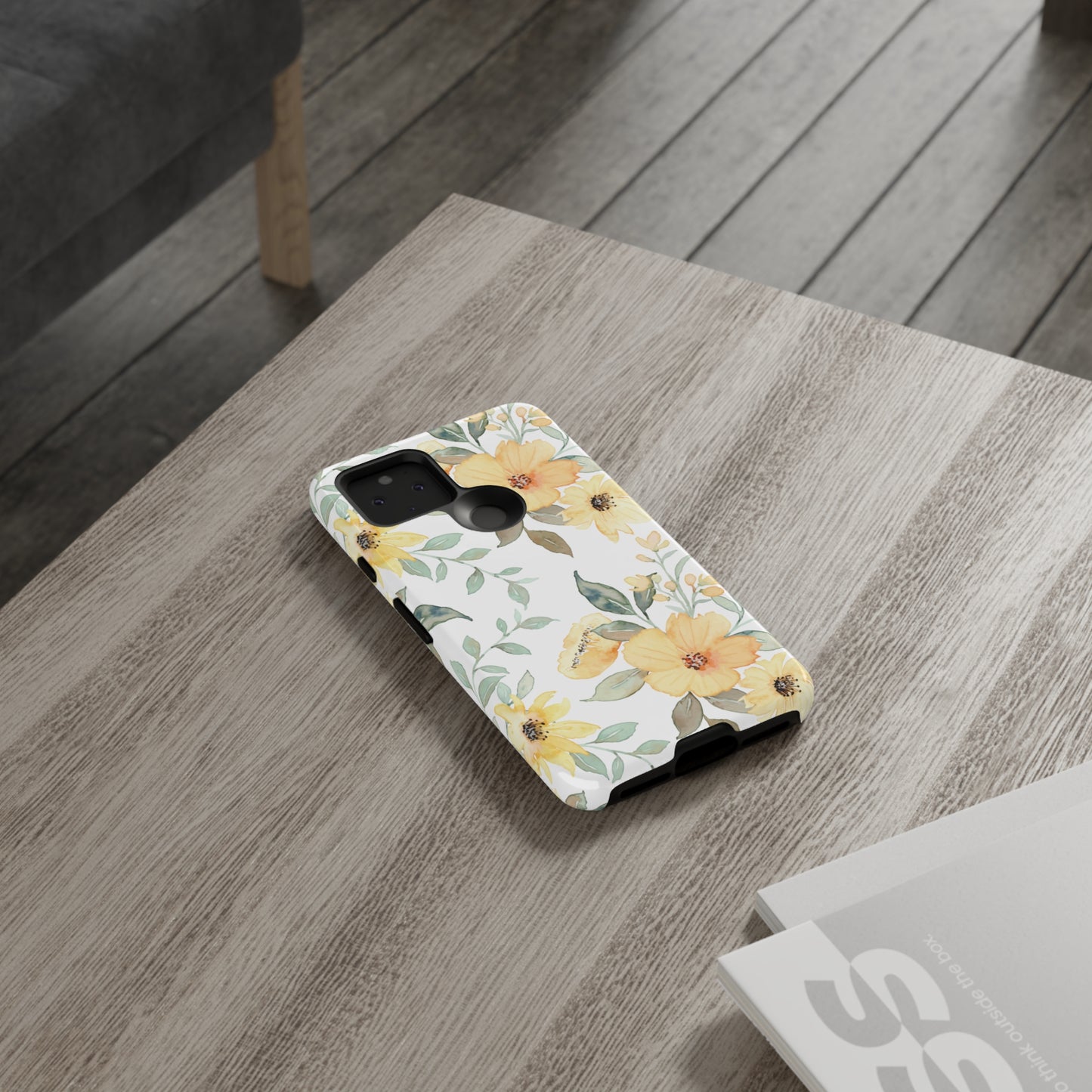 Floral Phone case fits iPhone Samsung Galaxy Google Pixel - Yellow