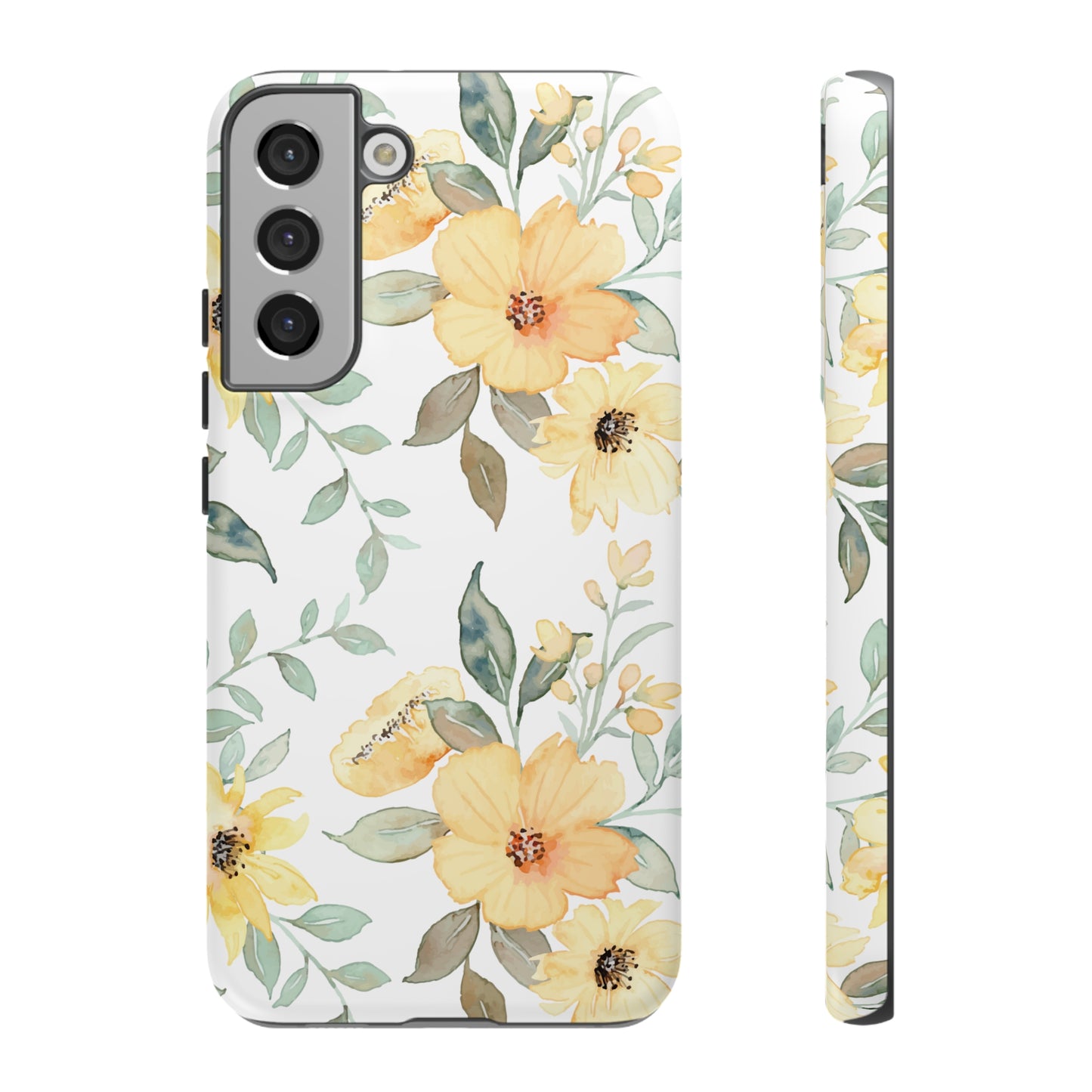 Floral Phone case fits iPhone Samsung Galaxy Google Pixel - Yellow