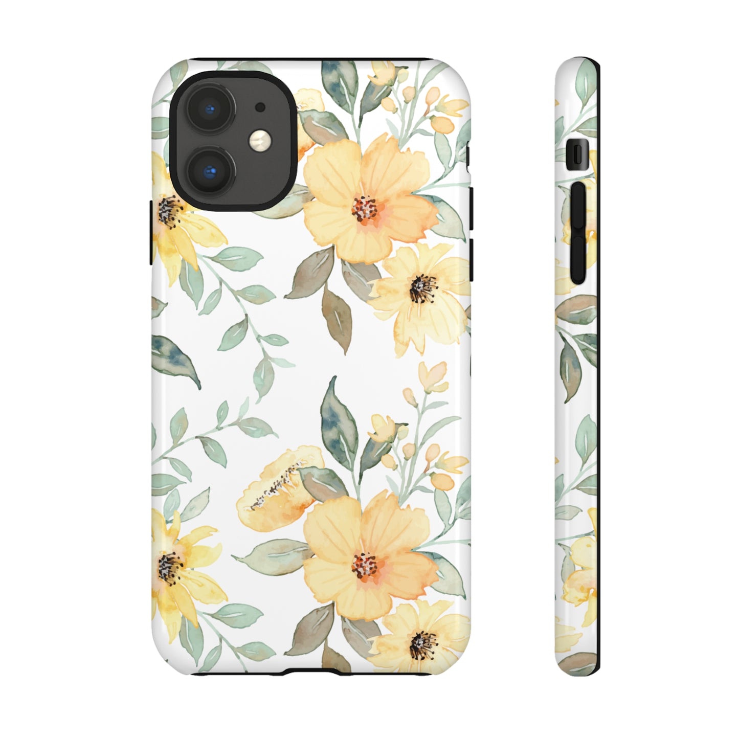 Floral Phone case fits iPhone Samsung Galaxy Google Pixel - Yellow