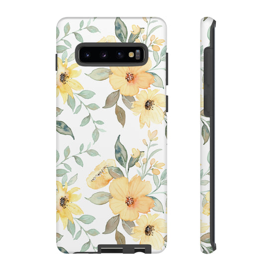 Floral Phone case fits iPhone Samsung Galaxy Google Pixel - Yellow