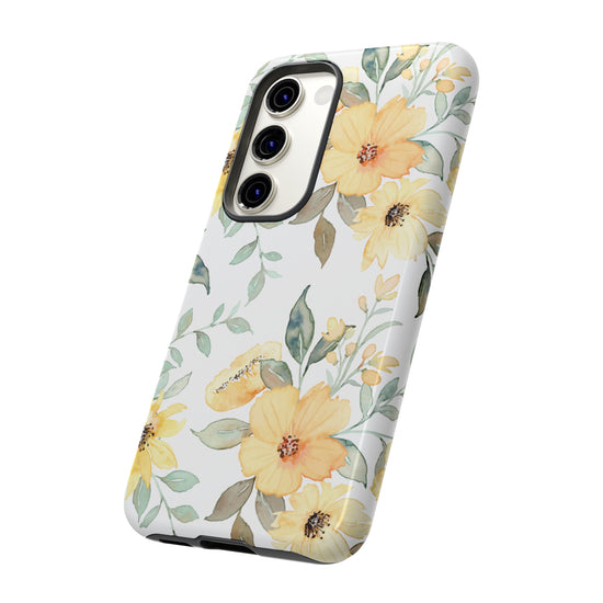 Floral Phone case fits iPhone Samsung Galaxy Google Pixel - Yellow