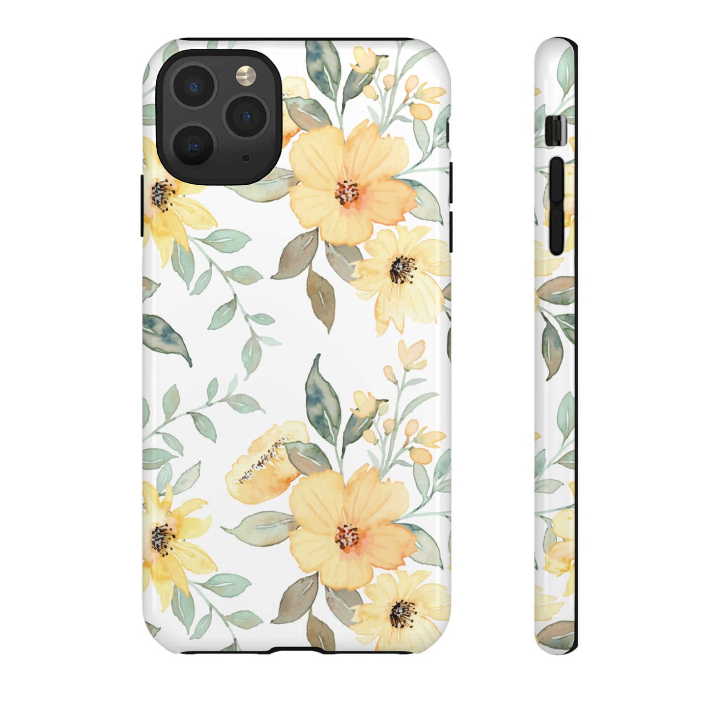 Floral Phone case fits iPhone Samsung Galaxy Google Pixel - Yellow