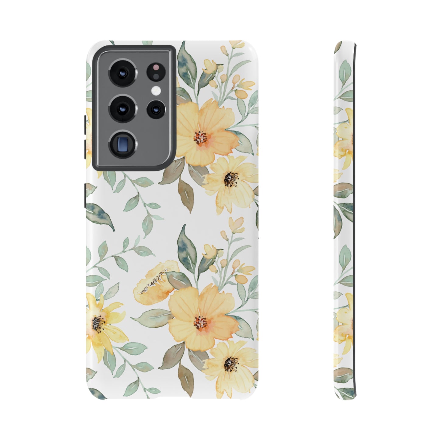 Floral Phone case fits iPhone Samsung Galaxy Google Pixel - Yellow