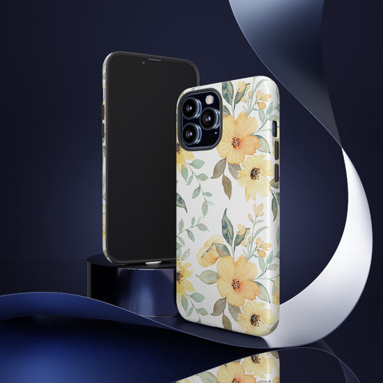 Floral Phone case fits iPhone Samsung Galaxy Google Pixel - Yellow