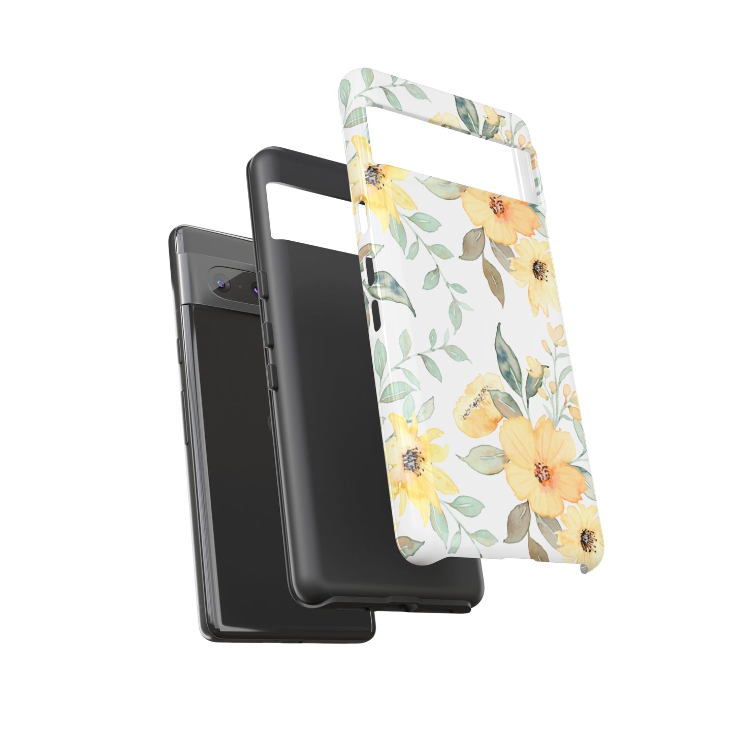 Floral Phone case fits iPhone Samsung Galaxy Google Pixel - Yellow