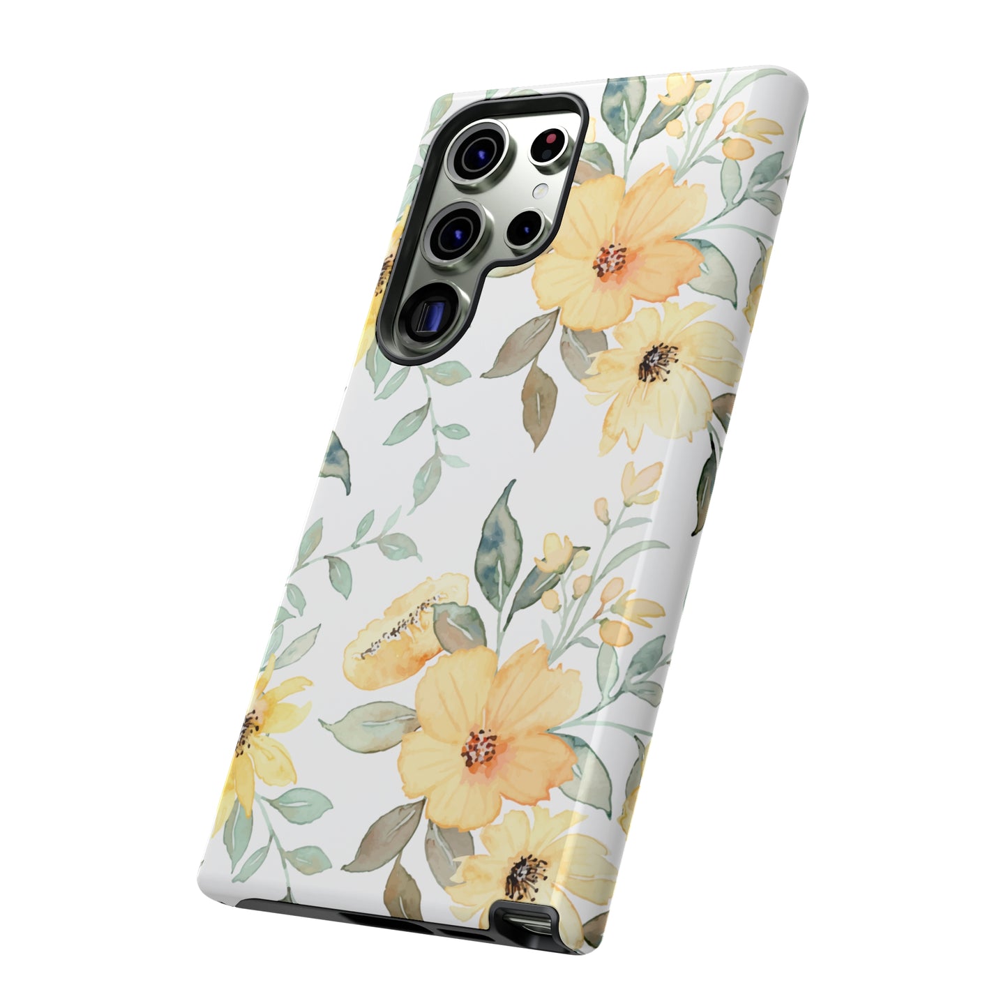 Floral Phone case fits iPhone Samsung Galaxy Google Pixel - Yellow