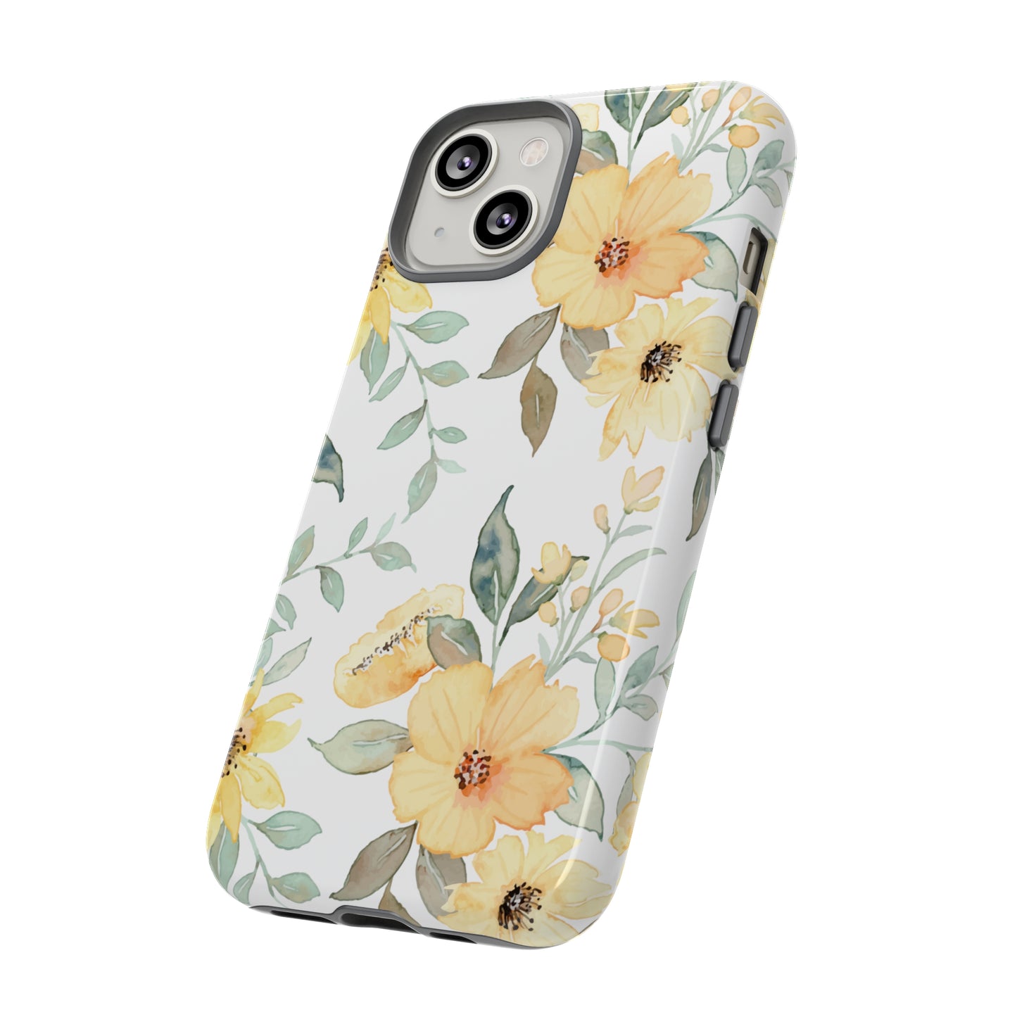 Floral Phone case fits iPhone Samsung Galaxy Google Pixel - Yellow