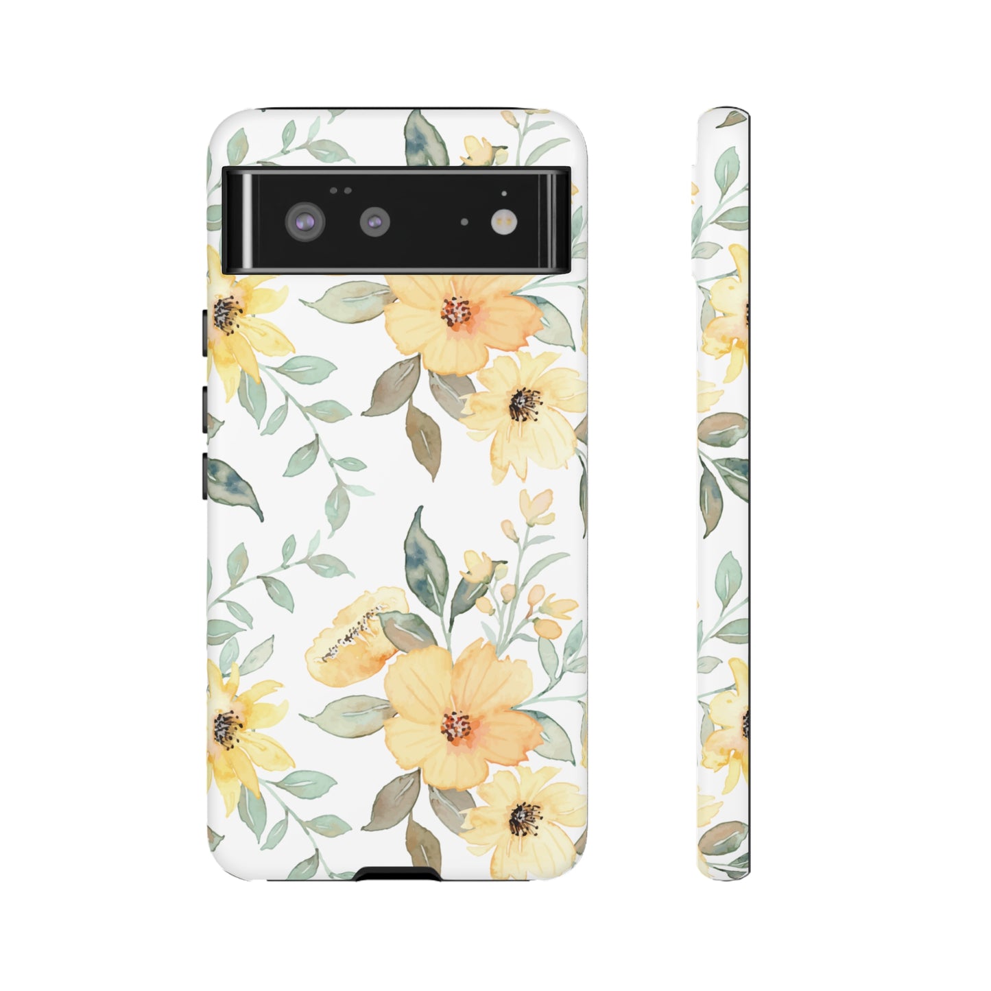 Floral Phone case fits iPhone Samsung Galaxy Google Pixel - Yellow