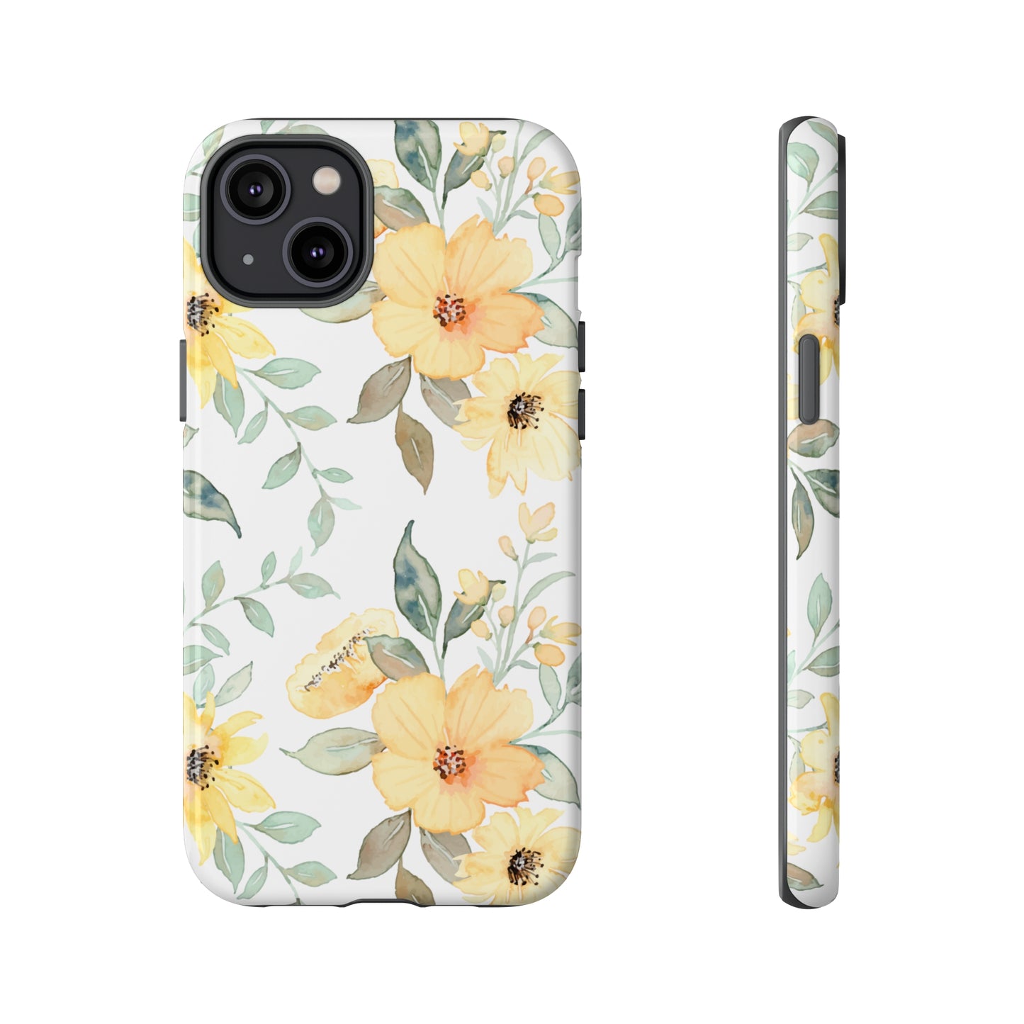 Floral Phone case fits iPhone Samsung Galaxy Google Pixel - Yellow