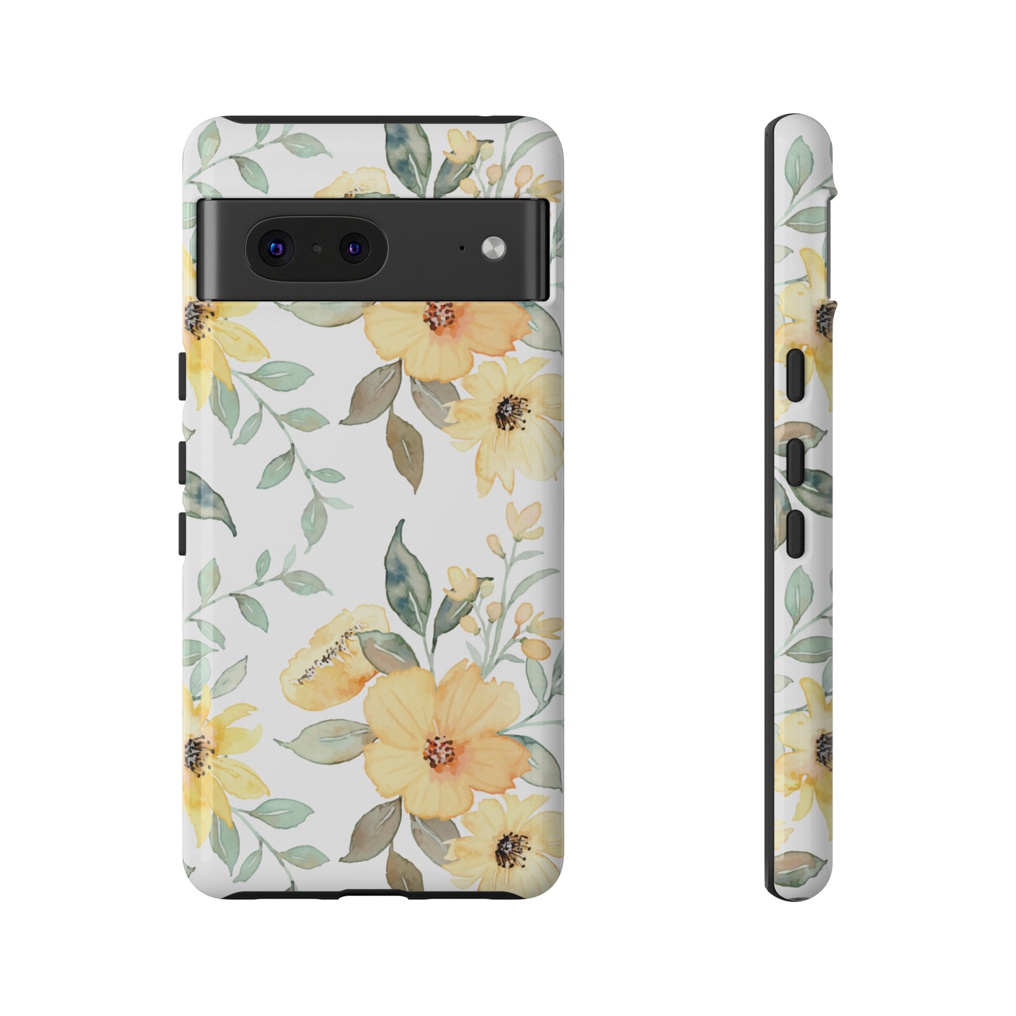 Floral Phone case fits iPhone Samsung Galaxy Google Pixel - Yellow