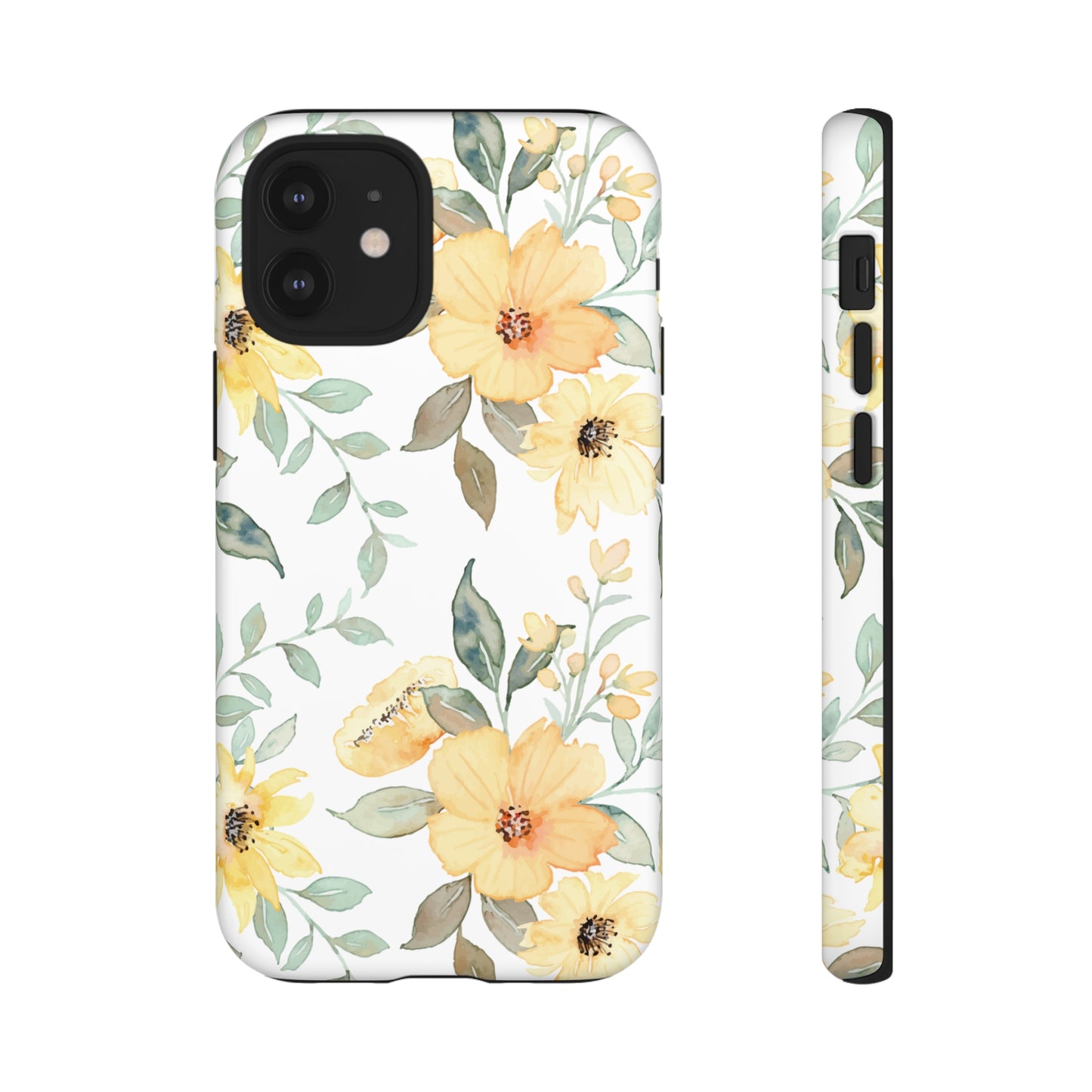 Floral Phone case fits iPhone Samsung Galaxy Google Pixel - Yellow