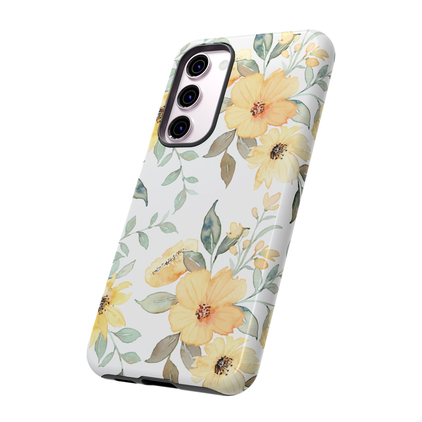 Floral Phone case fits iPhone Samsung Galaxy Google Pixel - Yellow