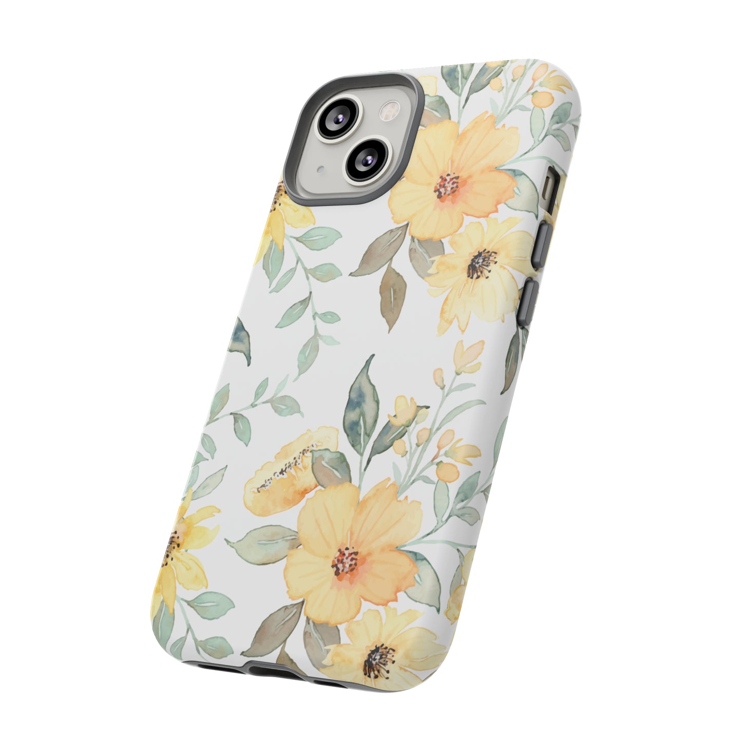 Floral Phone case fits iPhone Samsung Galaxy Google Pixel - Yellow