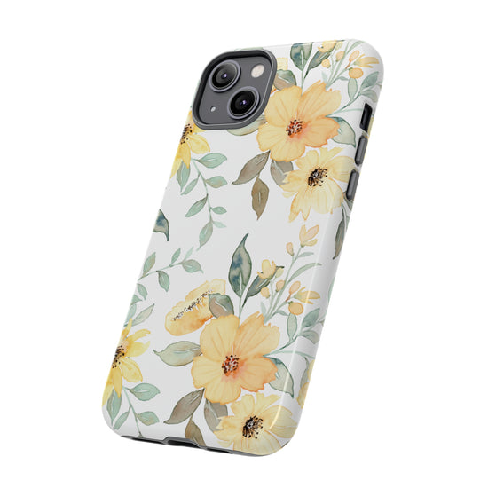 Floral Phone case fits iPhone Samsung Galaxy Google Pixel - Yellow