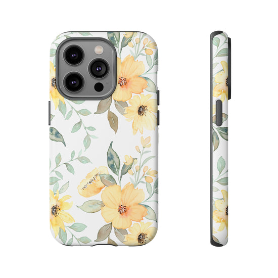 Floral Phone case fits iPhone Samsung Galaxy Google Pixel - Yellow