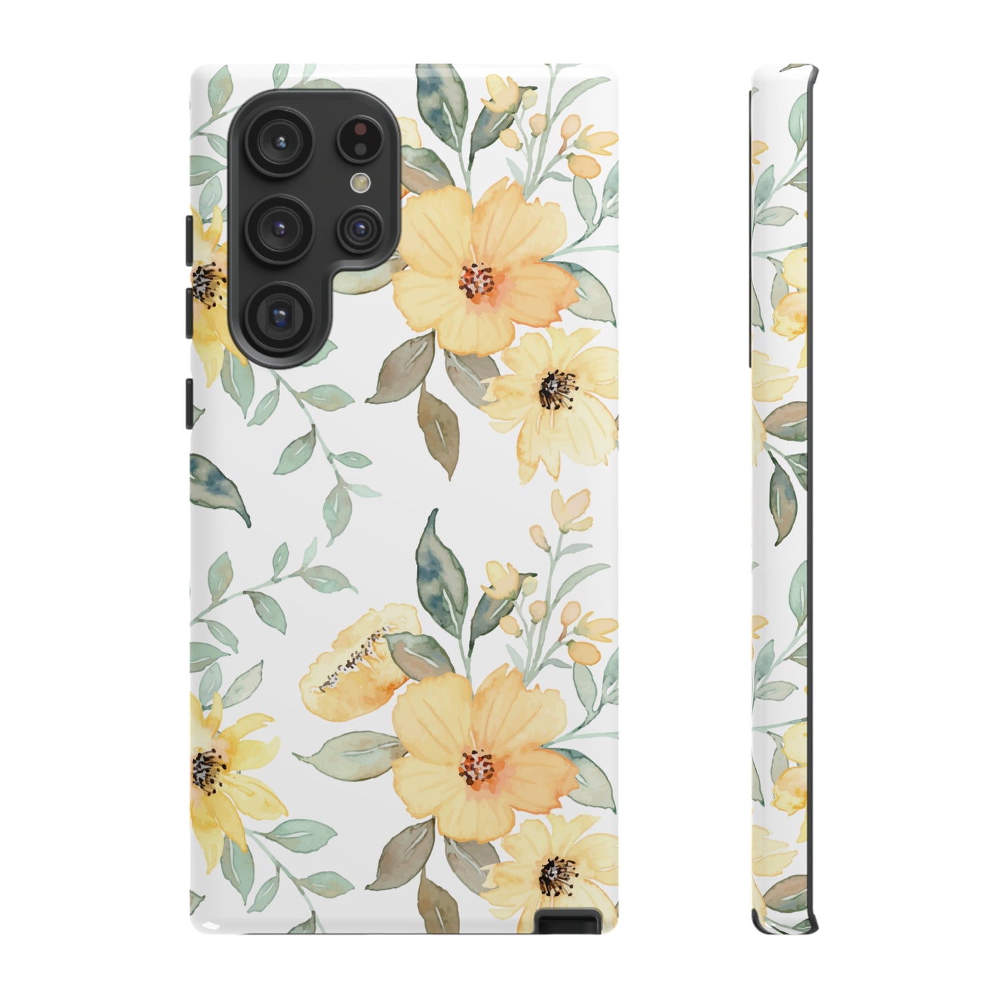 Floral Phone case fits iPhone Samsung Galaxy Google Pixel - Yellow