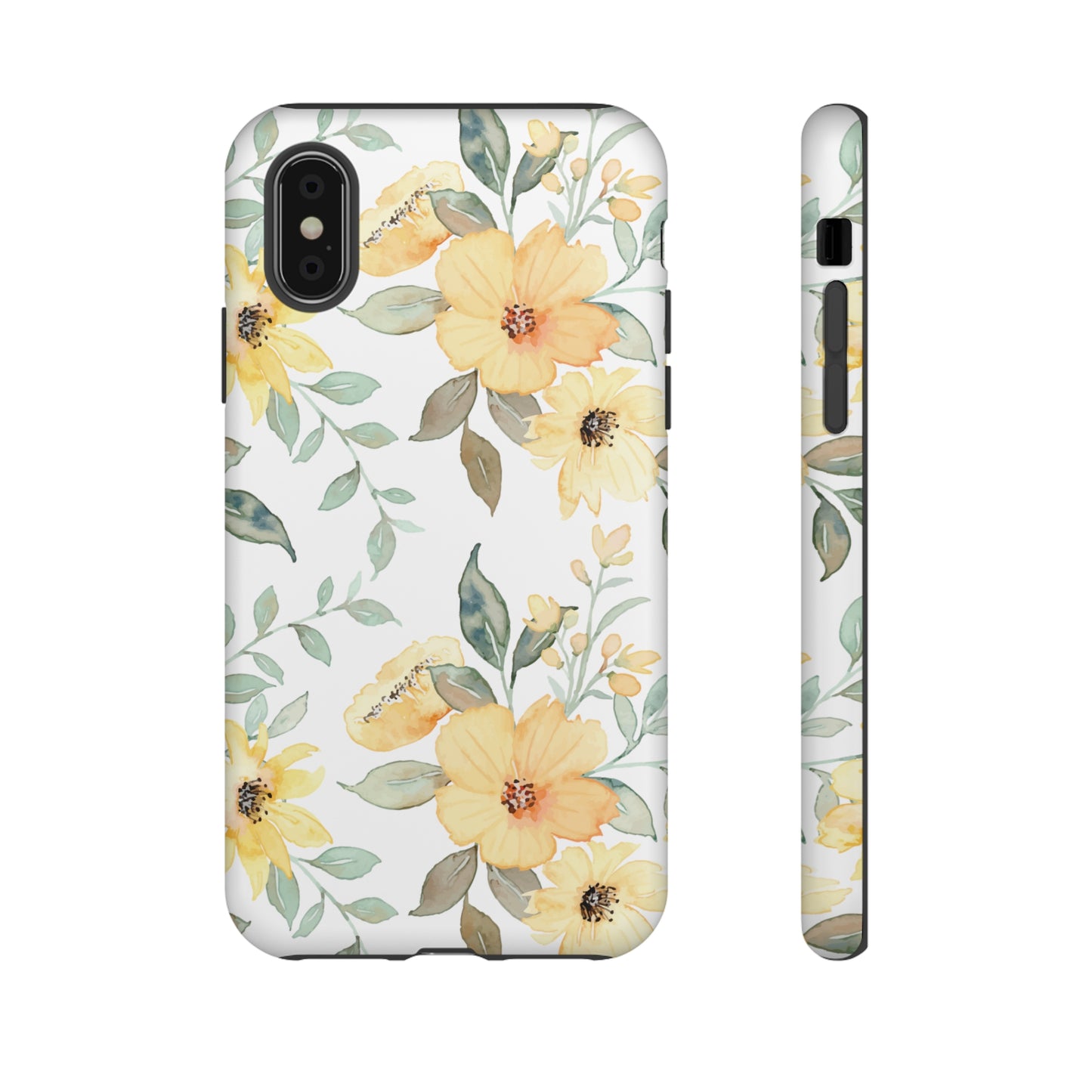 Floral Phone case fits iPhone Samsung Galaxy Google Pixel - Yellow