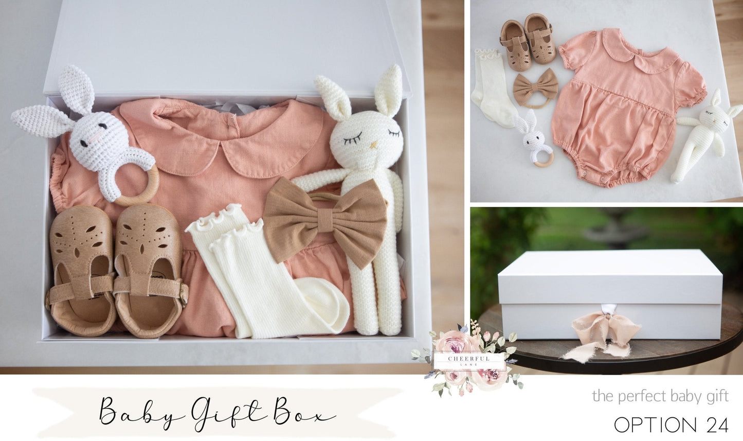 Baby Gift Box for baby girl - includes personalized gift tag - Cheerful Lane