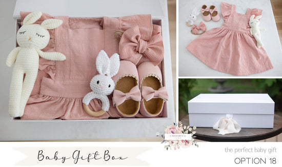 Baby Gift Box for Baby Girl - includes personalized gift tag - Cheerful Lane