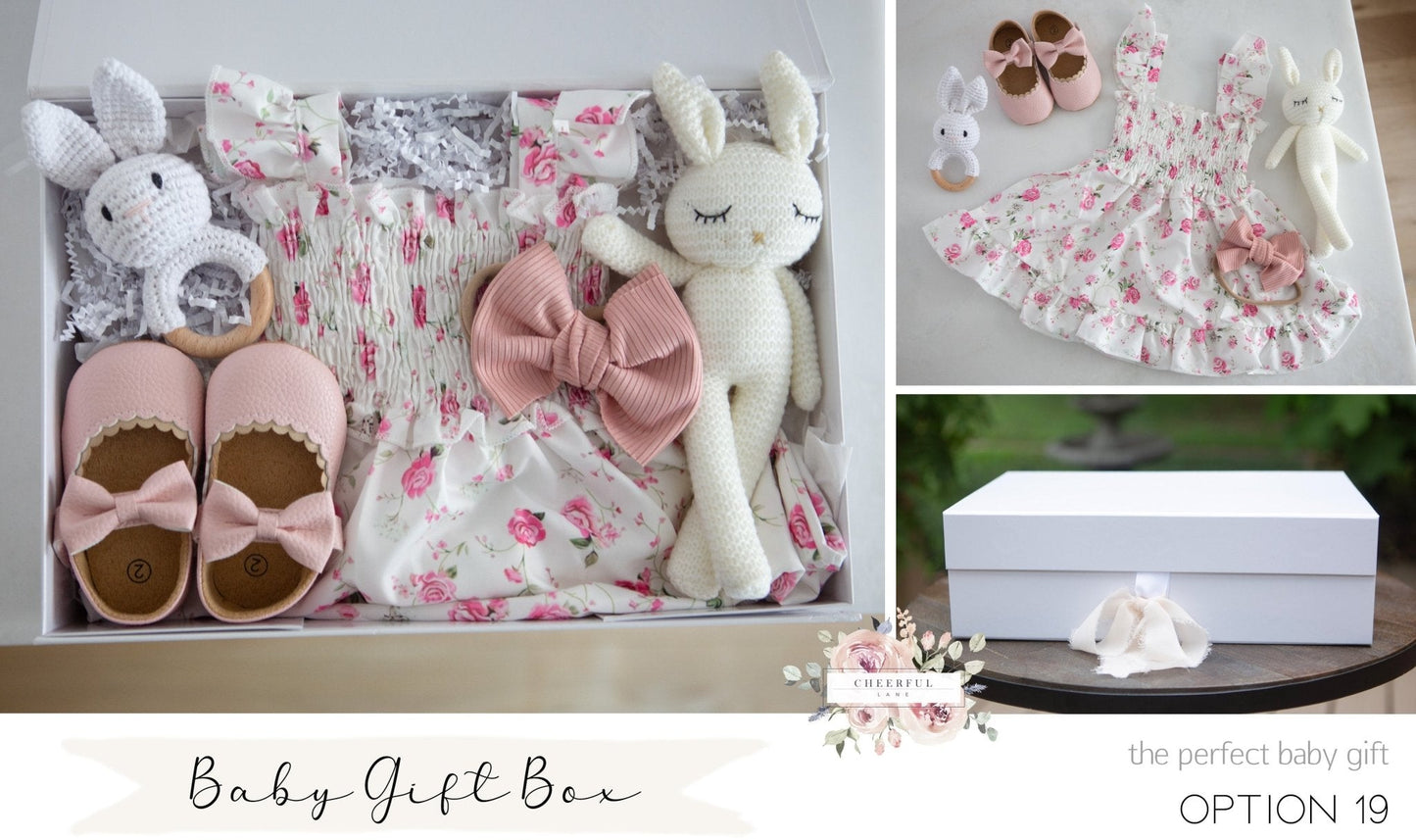 Baby Gift Box for baby girl - includes personalized gift tag - Cheerful Lane