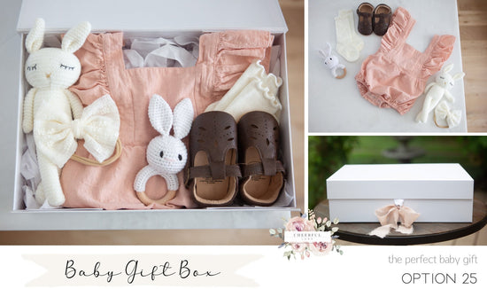 Baby Gift Box for girl - includes personalized gift tag - Cheerful Lane
