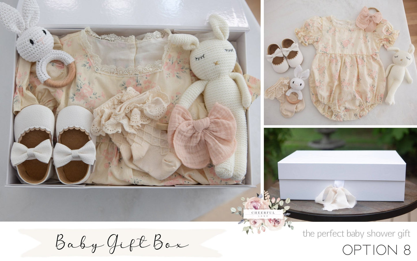 Baby Gift Box Set for Baby Girl with personalized gift tag - Cheerful Lane