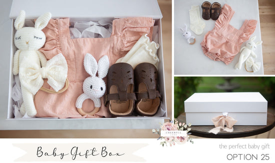 Baby Gift Box Set for girl - includes personalized gift tag - Cheerful Lane