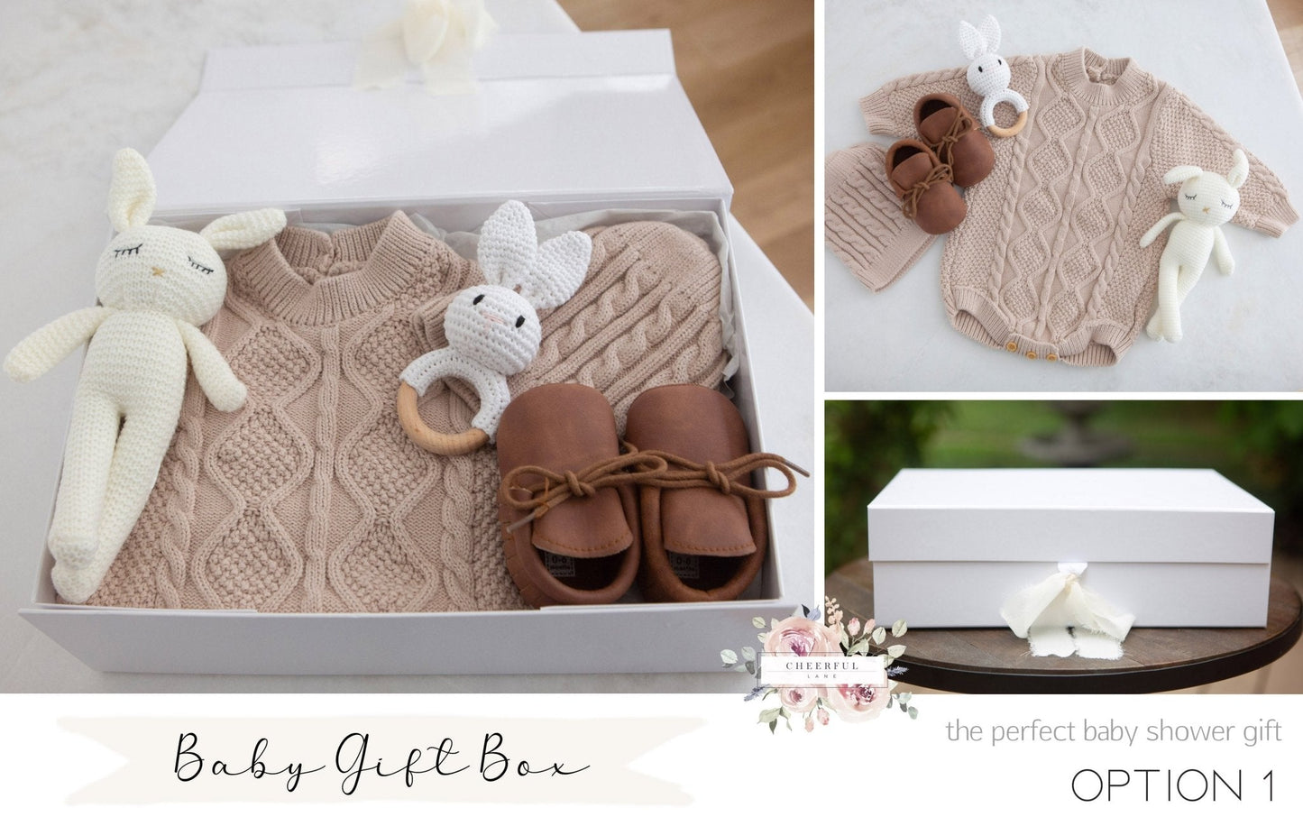 Baby Gift Box Set for girl - includes personalized gift tag - Cheerful Lane