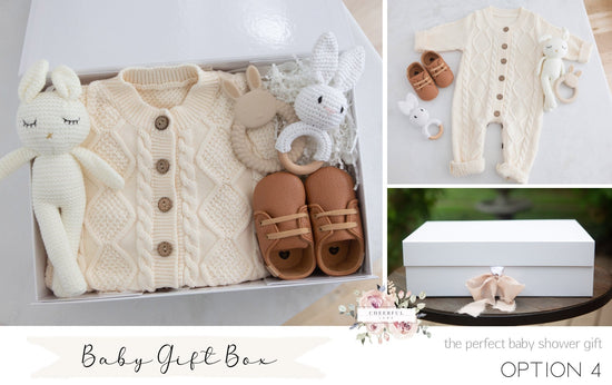 Baby Gift Box Set with personalized gift tag - Cheerful Lane