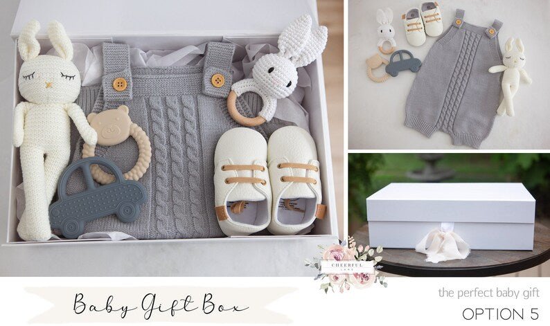 Load image into Gallery viewer, Baby Gift Box with personalized gift tag - Baby Boy Gift - Cheerful Lane
